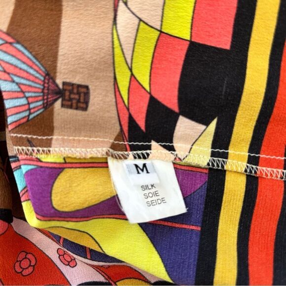 Peech Silk Colourful Hot Air Balloon Short sleeve Shirt - Picture 7 of 14